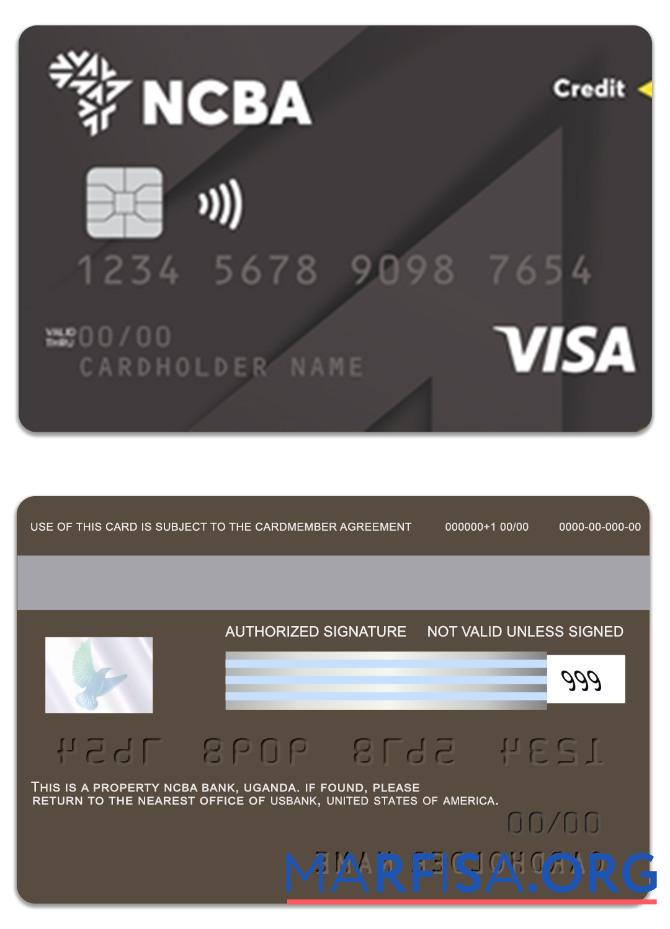Printable Uganda NCBA Bank visa classic credit card download for verification